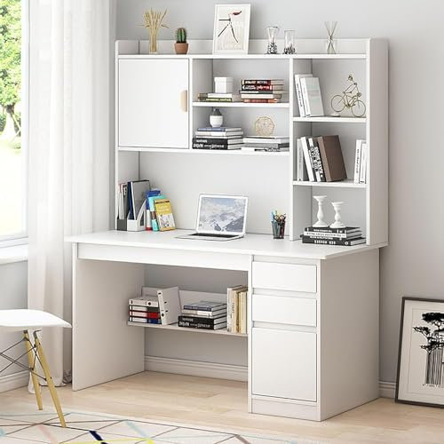 Generisch Moderner Schreibtisch, Büroschreibtisch, Arbeitsplatz mit Aufsatz und Bücherregal, Computertisch, PC-Laptop-Schreibtisch mit Regalen (Größe: 120 x 45 cm)