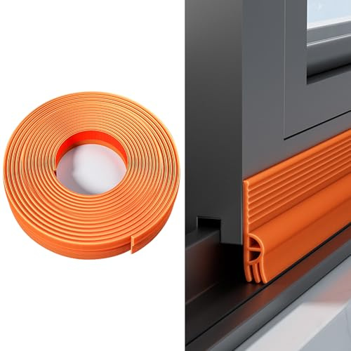 Veki Burlete Ventana, Aislante Burletes para Ventanas, Naranja 4m | Corredera Autoadhesiva, Tira de Sellado Antipolvo, Cinta de Sellado Impermeable, Junta de Ventanas para Anti Frío, Ruido