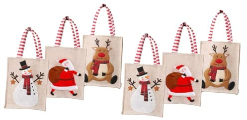 Beavorty 6 Stück Einkaufstaschen Weihnachts Geschenktüten Geschenkbeutel Weihnachtstüten Geschenktüten Aus Stoff Party