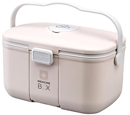 ISCBAFYX Medizinische Aufbewahrungsbox, Truhe, medizinische Box, 2-lagig, große Erste-Hilfe-Box, Familien-Medizinbox für Zuhause und draußen, tragbare Diagnose-Medizinbox (Rosa) (Pink)