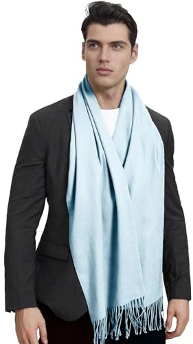 LYRIKER Schal Herren Winter Groß Halstuch Männer Schals aus Baumwolle Hellblau