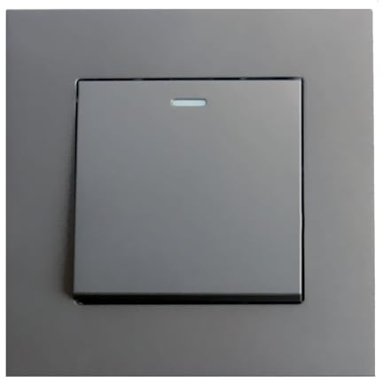Interruptor de luz de 2 vías, interruptor de botón basculante con puntos de fósforo, panel de pared gris brillante moderno, interruptor de luz individual eléctrico, 1 banda, 2 vías, 1 paquete, 16 A,