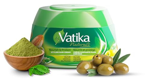 Vatika Naturals Hair Cream - Nourish & Protect (210ml, Olive) | Infused with Olive, Henna & Almond for Moisture Lock & Healthy, Stylish Hair