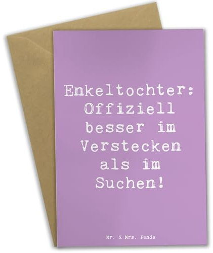 Mr. & Mrs. Panda Klappkarte Spruch Enkeltochter Verstecken - Geschenk, Bindung, Grußkarten, Versteckspiel, Familie, Beileidskarte, Suchen, einzigartige Designs, dankeskarten, Glückwunschkarte, Enkel