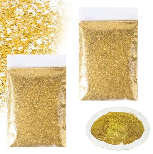 Aililong Glitzer goldnes Glitzerpulver-Set, 100g Glitzerpulver für Nägel Handwerk Basteln, mit einem glänzenden Effekt und universeller Anwendung für alle Oberflächen.