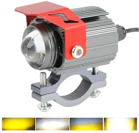 FTJKKVV Phare Avant Moto Phares De Moto LED 32 W, Lampe Stroboscopique Hibou Jaune Blanc 3000 Lm Quatre Modes 9-85 V Phares Moto Universels Moto Avant Lampe(1PC Red)