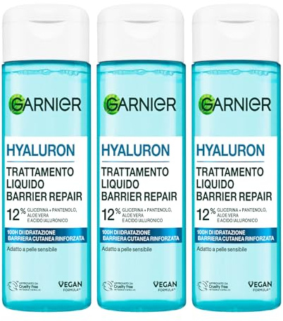 Garnier Hyaluron Barrier Repair Flüssige Behandlung für das Gesicht, feuchtigkeitsspendend, regeneriert die Hautbarriere mit Aloe Vera, Glycerin, Panthenol, Hyaluronsäure, auch für empfindliche Haut
