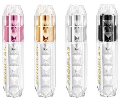 PRO IPLAS 4PCS 5ml Perfume Atomiser, Refillable & Travel Size Perfume Bottle, Leaking Proof, Luxurious Small women and men, Acrylic Full View Fancy Fragrance Dispenser Bottle For Gift