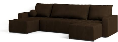 Masseno Ecksofa TOLARI mit Schlaffunktion U-Form, Sofa mit Bettkasten, Wohnzimmersofa, Couch, Soffa, Bettsofa, Couchgarnitur- Braun, Kronos 06