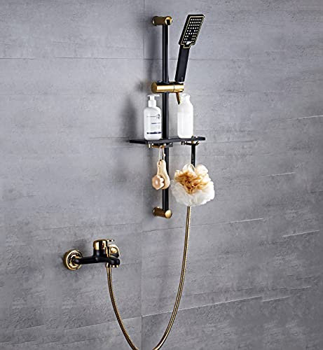 Duschförhöjningskit Handhållet Duschsystem Modern Design Duschset Med Kran Duschset Med Justerbar Handdusch Synlig Duschpelare Krom Svart Guld-B