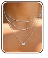 Chriscoco 3 st halsband för kvinnor, guld/silver, justerbart halsband, CZ, cirkel, korshänge, kedja, silver, 14 karat, halsband set, Ingen ädelsten