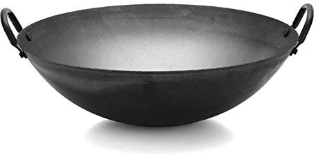 CTCOIJRN Sartén Wok De Hierro Fundido Olla De Hierro Revestida Antiadherente Hecha A Mano Olla Wok Grande Profesional con Mango De Acero 50 Cm