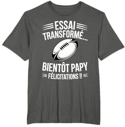 Essai Transformé Bientôt Papy Annonce Humour Grossesse Rugby T-Shirt