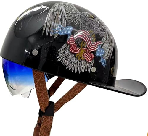 Casque Moto Scooter Demi Jet Visiere Ouvert ECE Homologué Demi-Casque, Casquette de Baseball Confortable et Respirante, pour Scooter cyclomoteur Hommes et Femmes Street Cruiser Jet Style Casque
