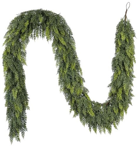9FT/274CM Weihnachtsgirlande - Simulierte Zypressenblatt Girlande, für Weihnachtsdekorationen im Innen und Außenbereich, Geländer und Türrahmen