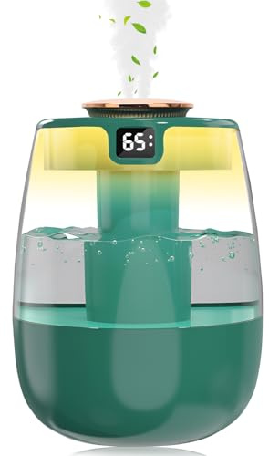 Gohytal Luftbefeuchter 280ml, Ultraschall Humidifier mit Aromazerstäuber 360° Dampfdüsen Superleise mit Doppeldüse Aroma Diffuser Ätherische für Schlafzimmer Babyzimmer Kinderzimmer Pflanzen Büro,Grün