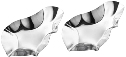BIUDECO 2 Piezas Platos para Ostras Inoxidable Reutilizables Antióxido con Asas Anchas Cuencos para Salsa y Bandejas para Hornear Mariscos Cocina y Restaurante