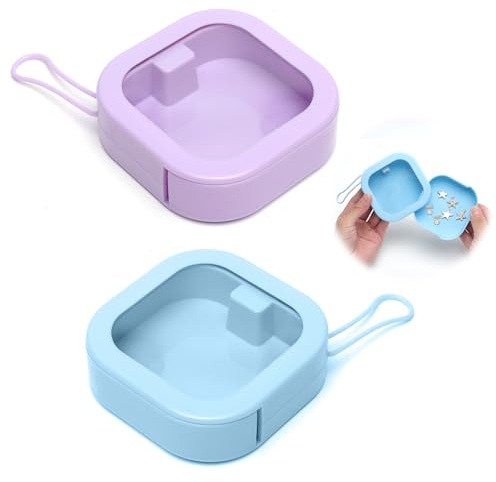 2 Stück Haargummi Organizer Qtip Spender Tragbarer Haarspangen Aufbewahrung | für Wattestäbchen, Behälter, Haarschmuck, Box für Haargummis, Ohrstäbchen, Haarnadeln, Badezimmer Tupfer Zahnseide,Lila,Blau