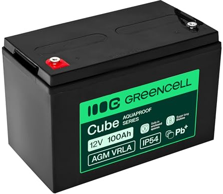 Greencell AGM VRLA 12V 100Ah Akku – Wartungsfreier Gel-Akku für UPS, Camper, Alarmanlagen, Notstromversorgung und industrielle Anwendungen, langlebig, IP54 Schutz, hohe Leistung, einfache Installation