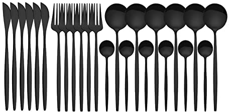 Set da tavola in acciaio inossidabile 24 pezzi posate cucina coltello cucchiaio minimaliste alta resistenza alla ruggine facile pulire stile fashion ampiamente applicabile ottimo regalo per casa feste