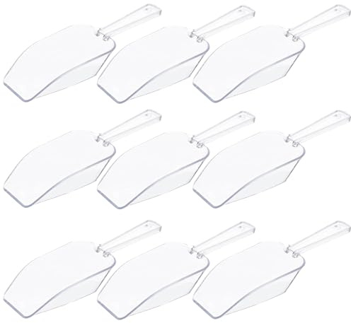 SHINEOFI 10 Palas Medidoras de Plástico Transparentes para Hielo, Cuchara Medidora Pequeña Blanca, Set de 10 Unidades para Cocina, Uso Doméstico y Eventos Obsequios