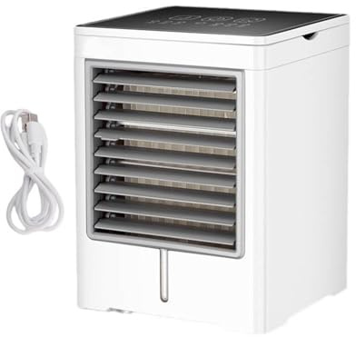 Ausla Mini Condizionatore D’aria Portatile USB, Raffrescatore Evaporativo a 3 velocità con Controllo Touch, per Stanza, Tenda, Camera da Letto, Auto, e Campeggio