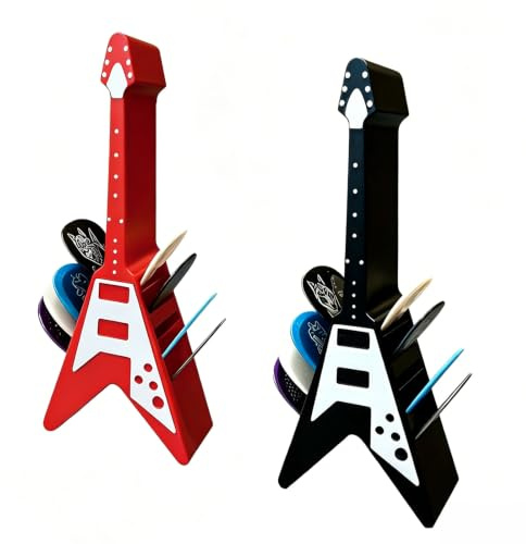 Plektrum Halter, Guitar Pick Holder 12*4.8cm, Plektrum Box Hält 10, Gitarrenzubehör zur Aufbewahrung von Gitarren-Plektren, Gitarren Zubehör Gitarrenform, Geschenke für Gitarristen, 2er-Set