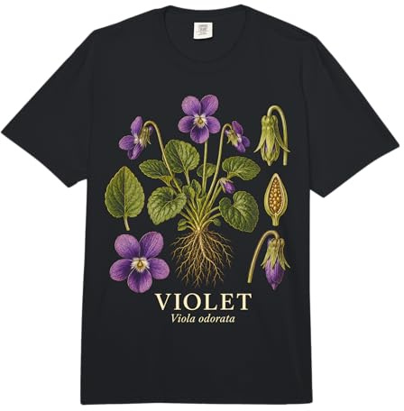 Violet Viola Odorata Purple Flower Botanical Plant Study Comfort Colors Adult Heavyweight T-Shirt