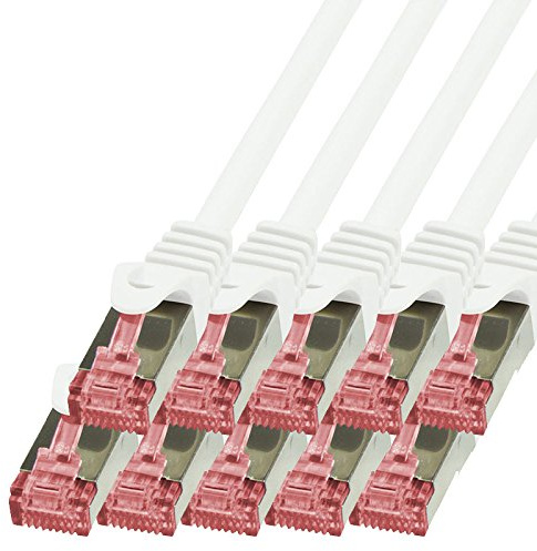 BIGtec Lan Kabel 10 Stück 3m Netzwerkkabel Ethernet Internet Patchkabel CAT.6 weiß Gigabit SFTP doppelt geschirmt für Netzwerke Modem Router Switch 2 x RJ45 kompatibel zu CAT.5 CAT.6a CAT.7 Stecker