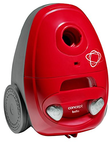 CONCEPT hushållsapparater VP8350 Bello golvdammsugare med påse, 700 W, antibakteriellt HEPA-filter 10, ECO-golvmunstycke och munstycken, plast, 1,8 liter, röd