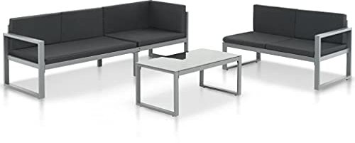 YITHOPI Garten-Sofagarnitur 3-TLG. | Gartensofa-Set mit Aluminium | Lounge Sofa Garnitur | Gartenset | Garten Sitzgruppe |mit Ecksofa Sessel Teetisch