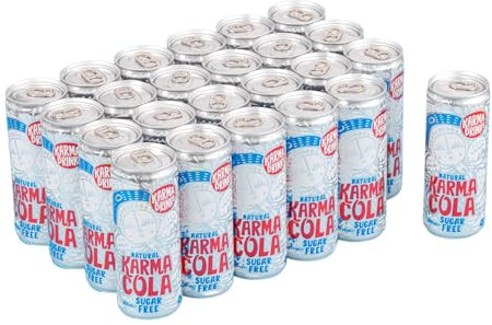 Karma Drinks Sugar Free Karma Cola - 24 x 250ml Cans - Natural Fizzy Soft Drinks, Fairtrade, Organic & Vegan