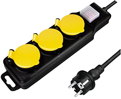 LogiLink LPS253 – Multiprise pour l'extérieur, 3 Prises (3 x CEE 7/3) avec Protection IP 44 et Interrupteur Marche/arrêt, extérieur
