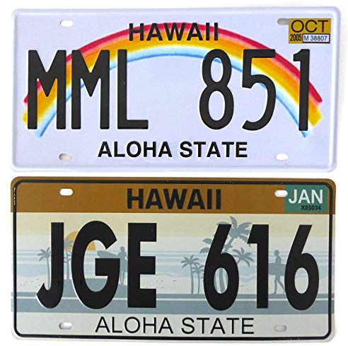 OPO 10 2er-Set US-Autokennzeichen aus Metall - Repliken echter amerikanischer Kennzeichen Hawaii
