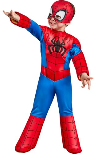Rubies Disfraz Spidey Deluxe para niños y niñas, Jumpsuit de lujo, cubrebotas y máscara, Oficial Spidey & Friends para Carnaval, Halloween, Navidad y cumpleaños