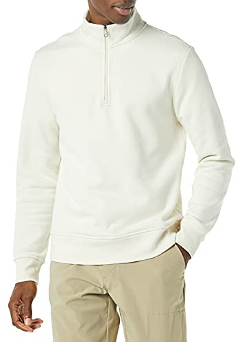 Amazon Essentials Men's Regular Fit Long-Sleeve Quarter-Zip Casual Smart Pullover Fleece Sweatshirt, Off-white, XL