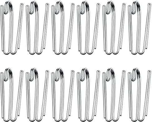 Curtain Hooks Drapery W Shape Hooks and Pin 2 Prongs Pinch Pleat for Window, Shower Curtain(20 Pack)
