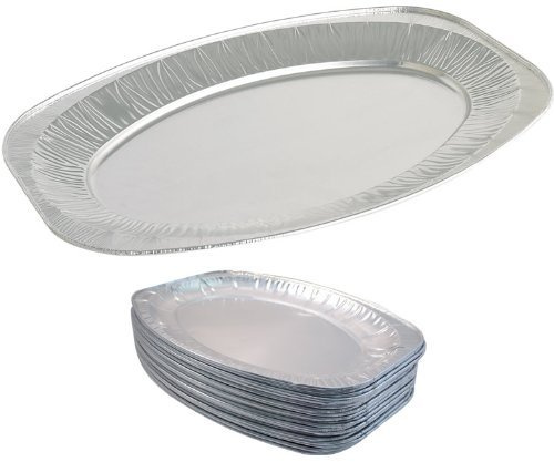 MARENT 6 x 21.5 Oval Silver Embossed Foil Food Platter/Tray/Dish (55cm)