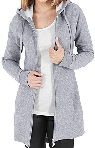 CMTOP Sweat à Capuche Zippé - Sweat-Shirt Femme Hiver Épais Hoodie Sport Zip Up Manche Longue Manteau Taille Coupe Long Automne Poches Sweatshirts
