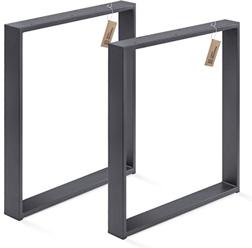 LAMO Manufaktur Tischbeine für Schreibtisch Esstisch, Simple Medium, Vierkantprofil 60x30 mm, Tischgestell 50x72 cm (BxH), Grau, 2 Stück, LTS-01-D-II-7016