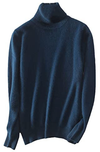 Disimlarl Pulls à col roulé en cachemire de vison pour femmes, doux et chauds pour l'automne, bleu marine, XL