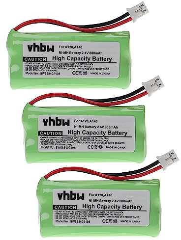 vhbw 3x batteria compatibile con Siemens Gigaset A150, A16, A140 bianco, A145, A160, A165 telefono fisso cordless (800mAh, 2,4V, NiMH)
