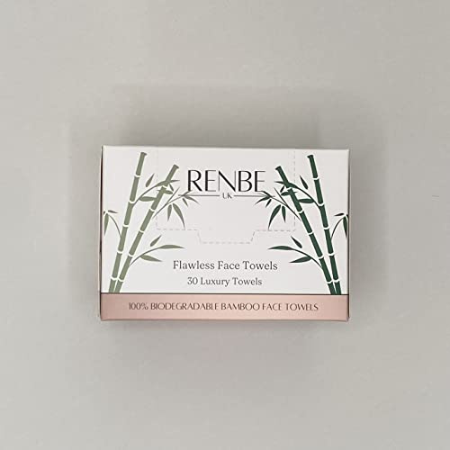 Renbe UK Serviettes pour le visage sans défaut | Biodégradable, bambou et jetable | Démaquillant et soins de la peau | Doux et doux pour les peaux sensibles | Une peau propre est plus claire