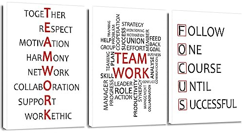 Artscope 3 Teilig Leinwandbilder mit Team Work Motiv Kunstdruck - Moderne Wandbild für Badezimmer Wohnzimmer Wanddekoration - 30 x 40 cm