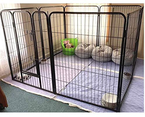 Recinzioni per bambini, protezione per scale per bambini, barriera di sicurezza per cani, griglia di protezione per camino, metallo (80 x 60 cm - 8 pezzi-nero)