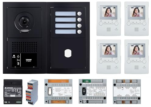 Pack vidéo GT Aiphone GTBV4EB - 4 BP programmé - Noir satiné