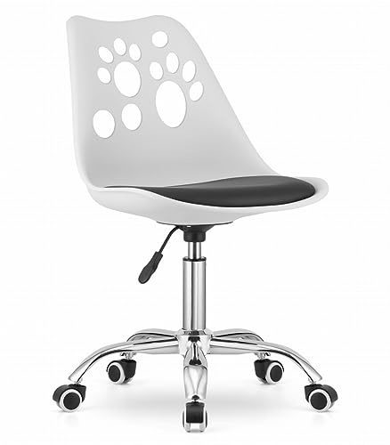 NMK HOME Silla Oficina con Ruedas 360 °- Cadeira Escritorio para Sala de Estudio - Fácil de Montar y Base Cromada
