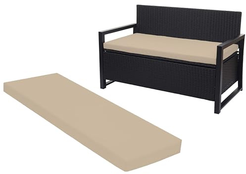 Crescent Textile 100% Waterproof Garden Bench Cushion 2/3/4 Seater Outdoor Long Bench Seat Pad for Lawn & Garden, Patio, Office, Coffee Shop with Removable Cover (3 Seater 140cm x 51cm x 5cm, Cream)