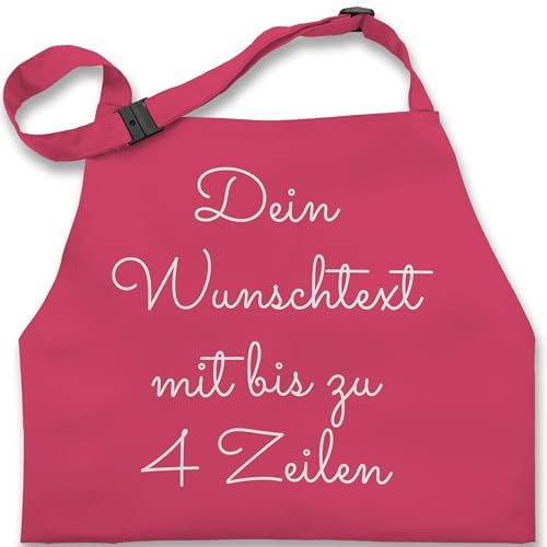 Kinderschürze Schürze Kinder Jungen Mädchen - Aufdruck selbst gestalten - Wunschtext I Geschenk personalisiert - 7-14 Jahre - Pink - junge personalisierte bedrucken schürzen individuell lassen