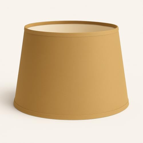 35 cm Pantalla, Tela de Algodón, respaldo de PVC Blanco, Producto Hecho a Mano, para Lámpara de Mesa, Lámpara de Pie (Crema Oscura)